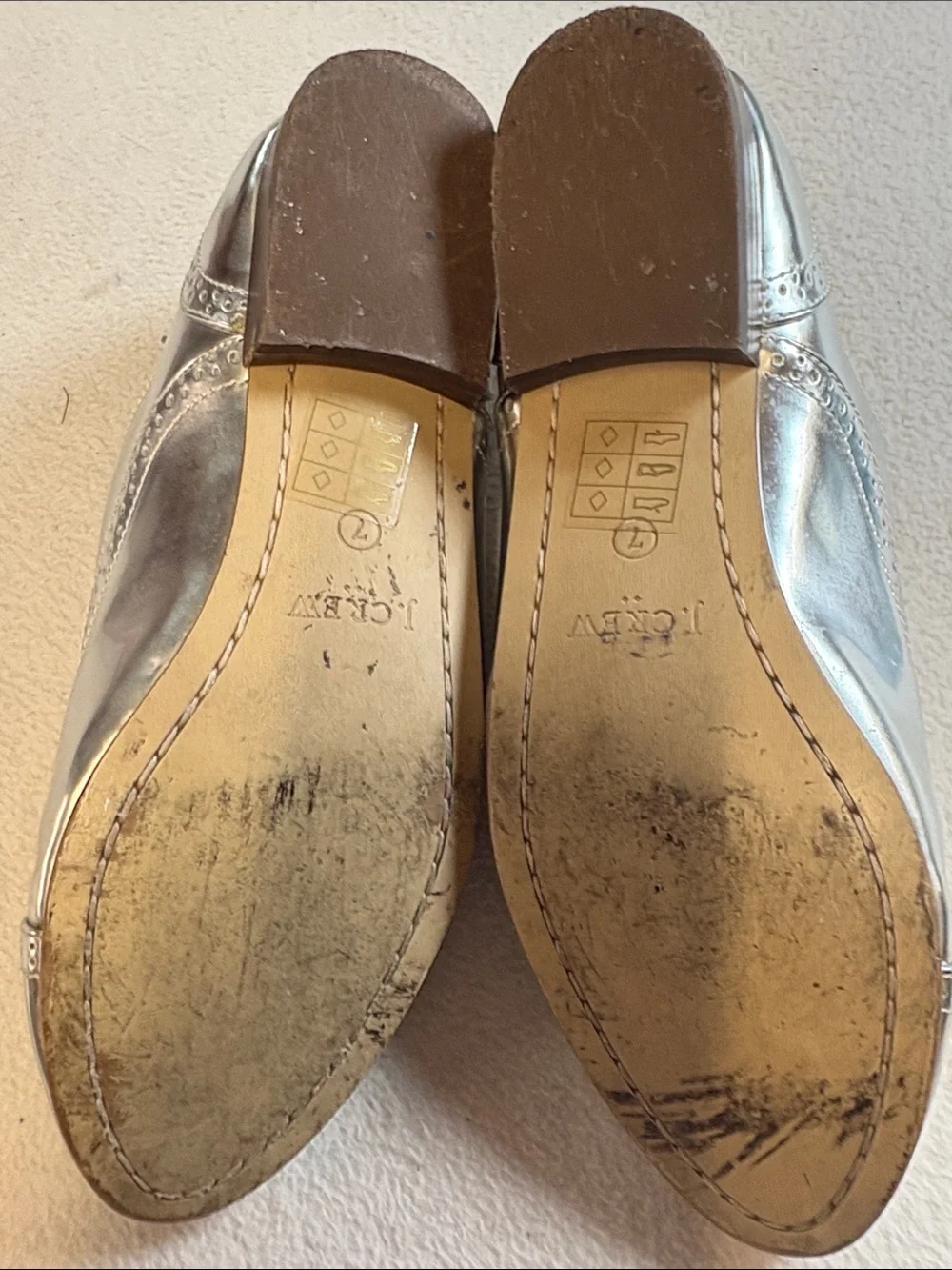 J. Crew Metallic Silver Brogue Oxford Shoes
